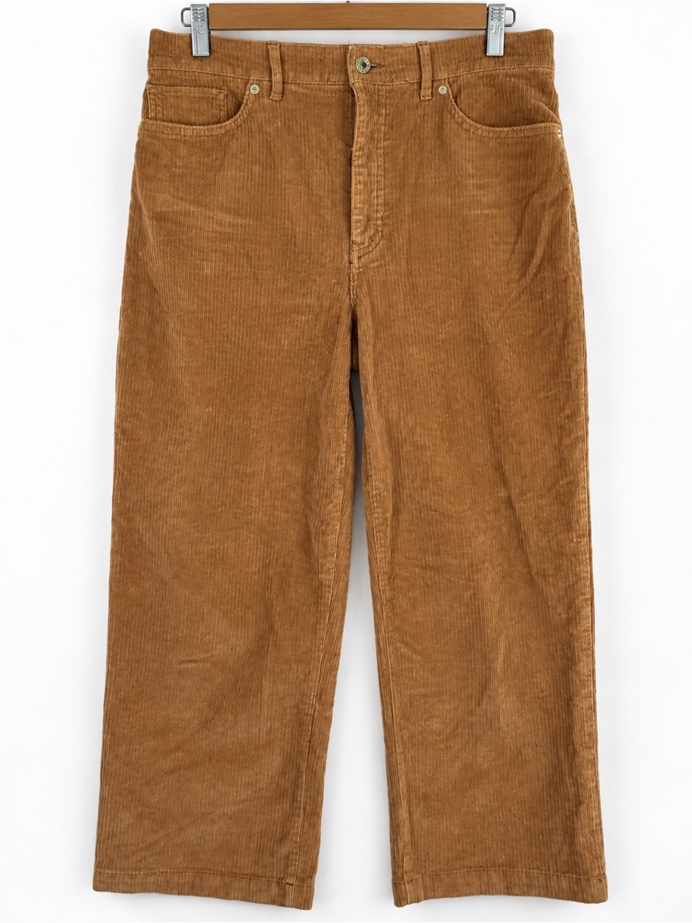 Express High Rise Cropped Wide Leg Corduroy Pants Brown 10